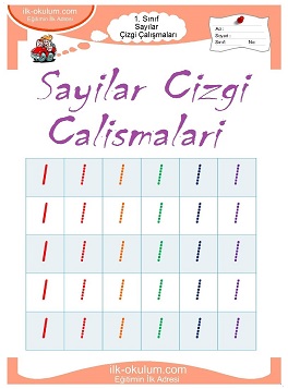 Çocuklar İçin Sayılar Çizgi Çalışma Sayfaları 